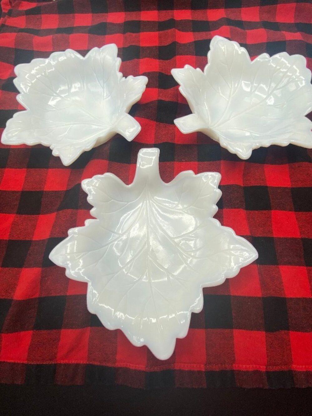 Westmoreland Milkglass Grape Leaf Trays